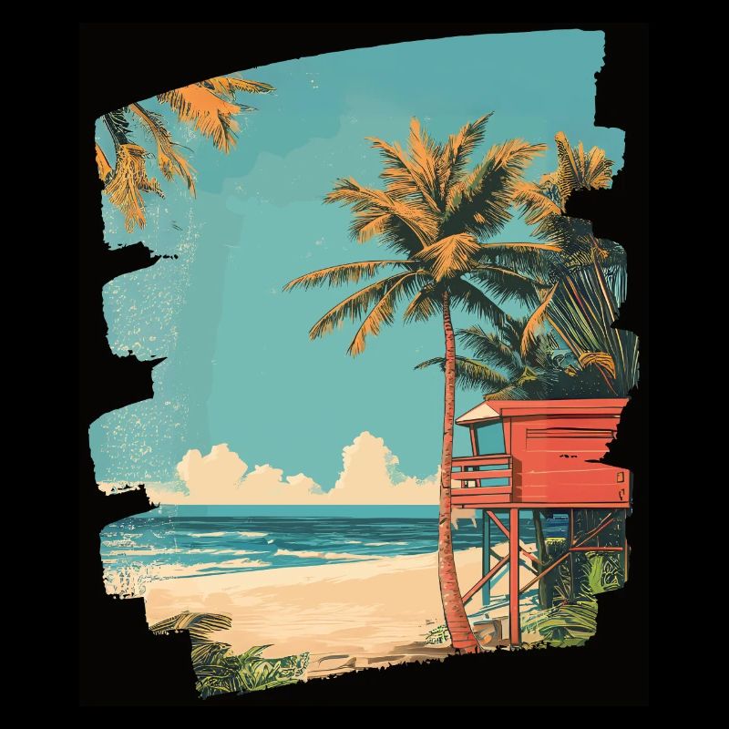 Plage Palmiers Soleil Été