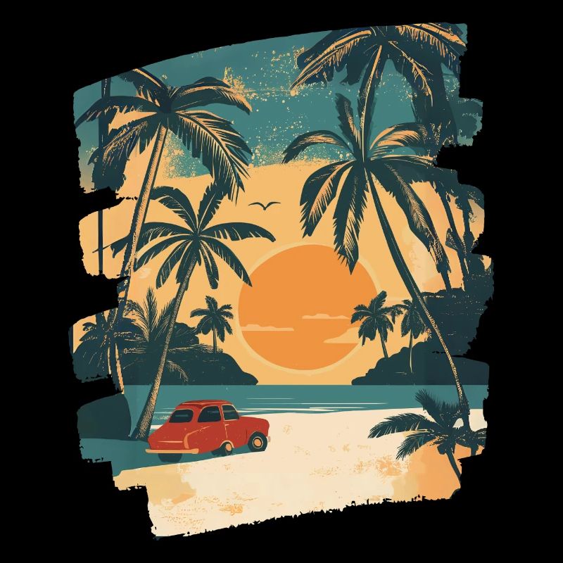 Plage Palmiers Soleil Été