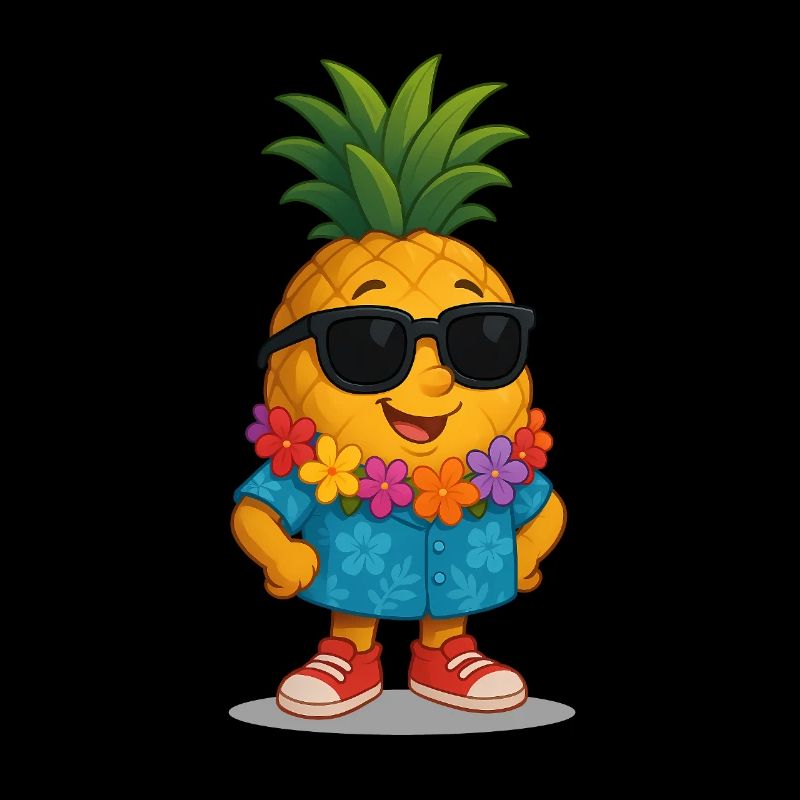 Aloha Cartoon Ananas – Cool Summer Vibes