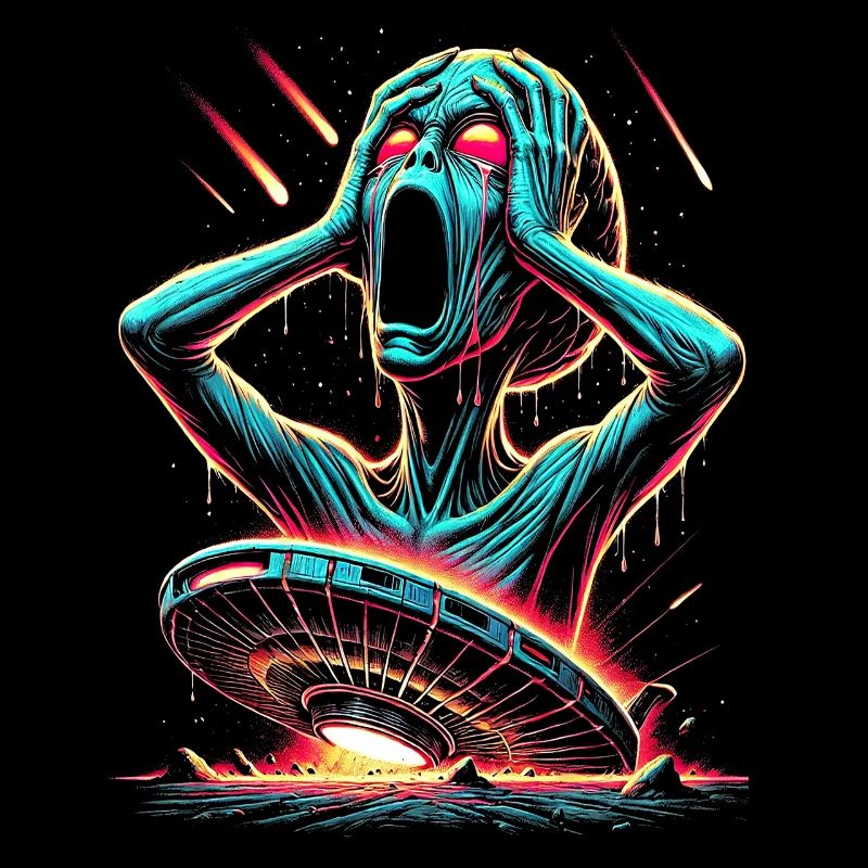 Neon Sci-Fi Horror Halloween Illustration