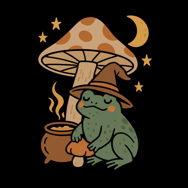 Fairytale magic toad with mushroom &amp; moon