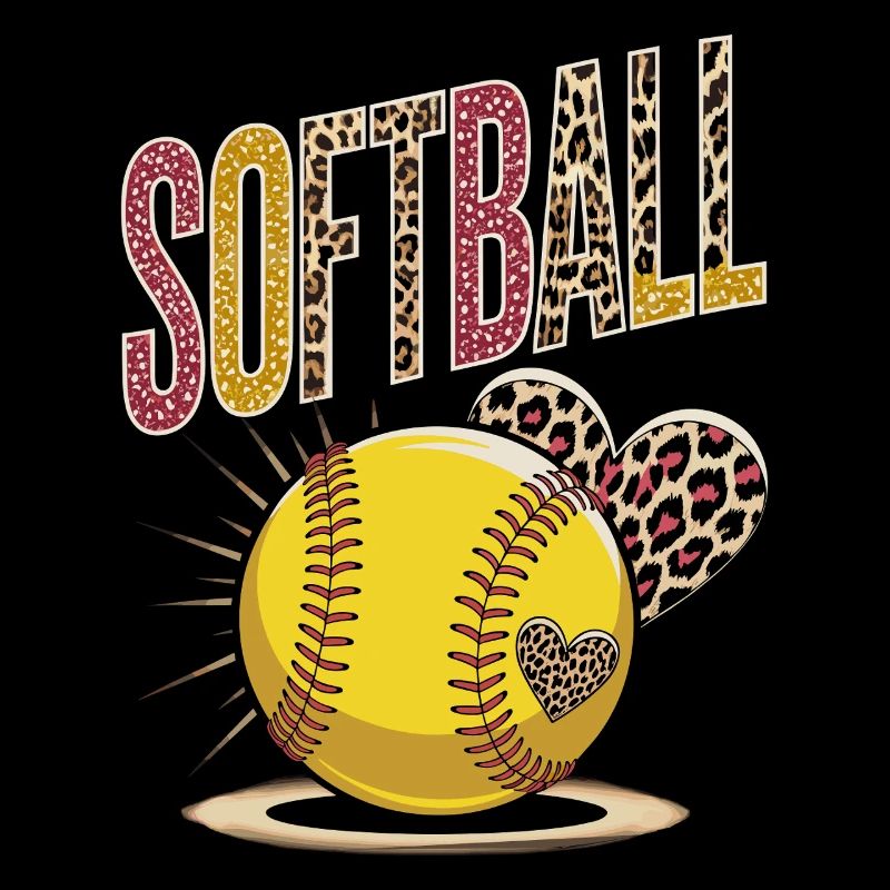 Leopard Print Softball Design
