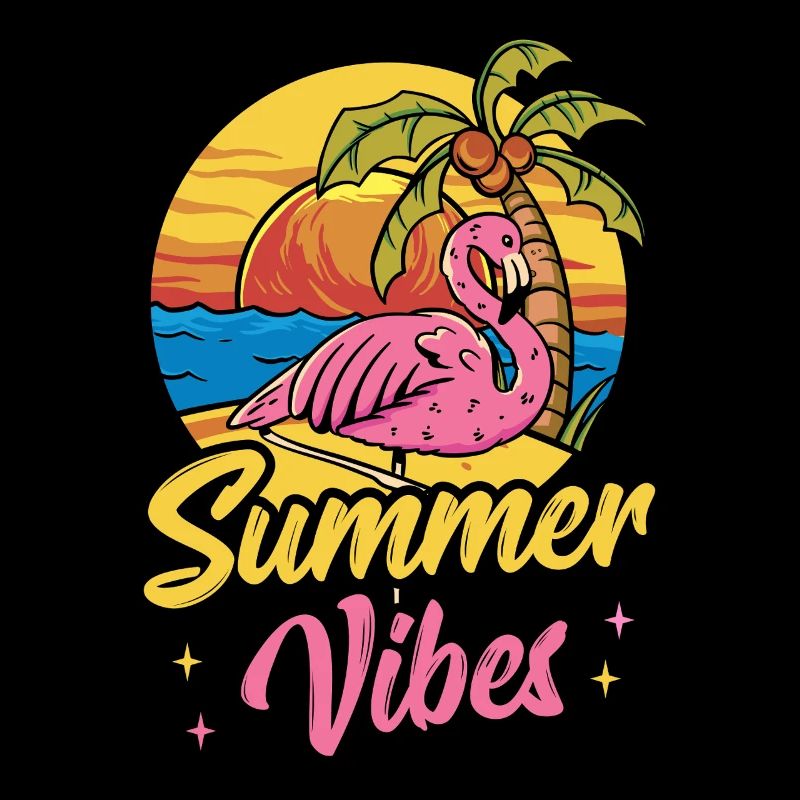 Pink Flamingo Summer Beach Palm Tree Urlaub
