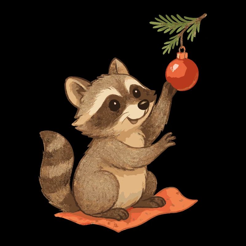 Weihnachts-Waschbär mit Christbaumkugel