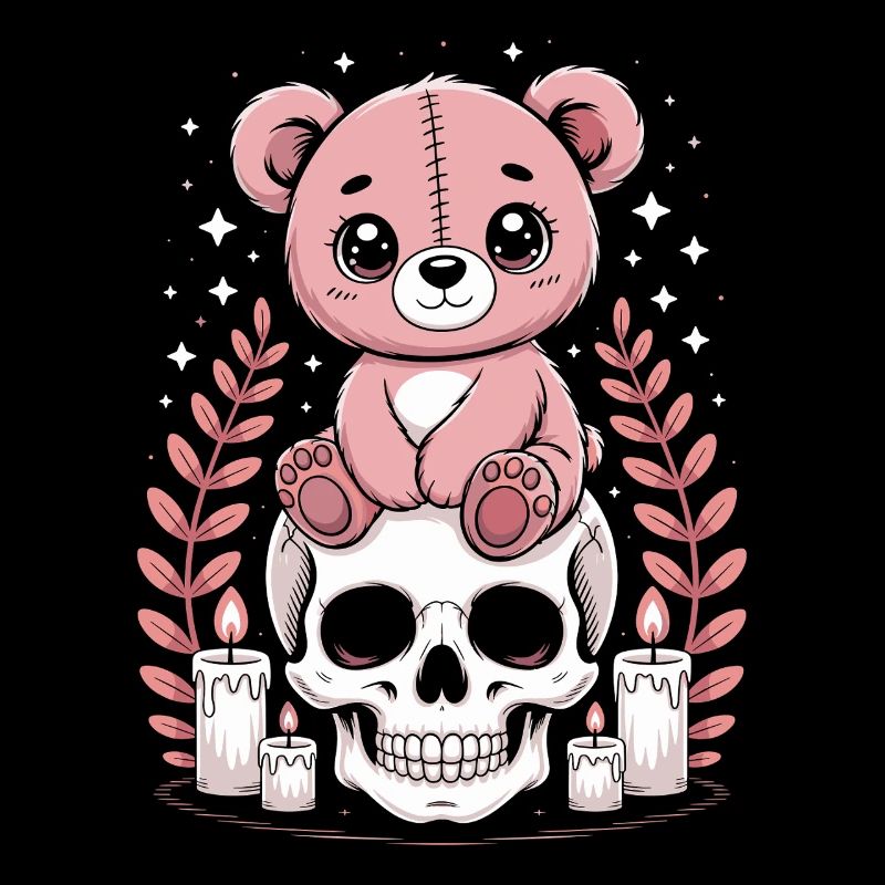 Kawaii Pastel Goth Patched Bear