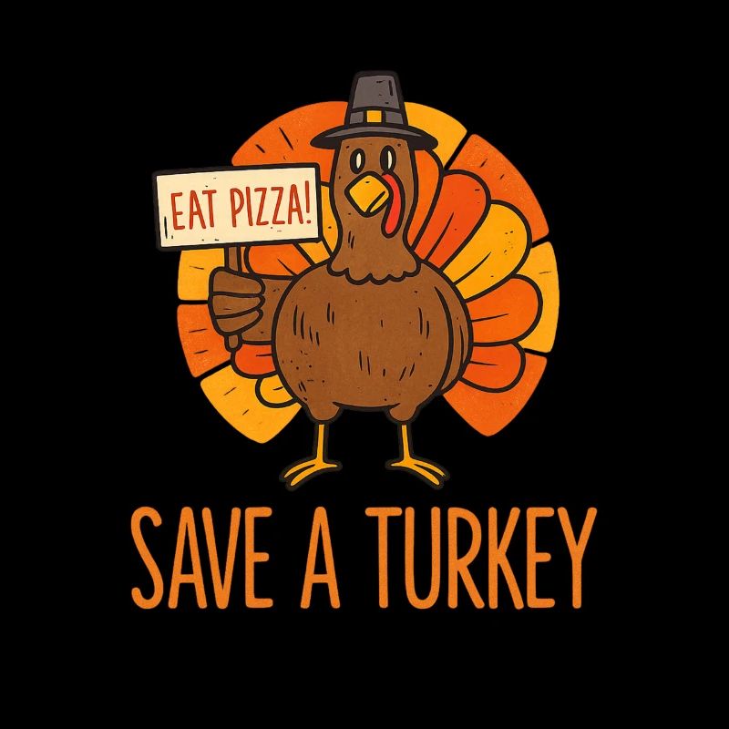 Save A Turkey Eat Pizza Funny Thanksgiving Men Wom