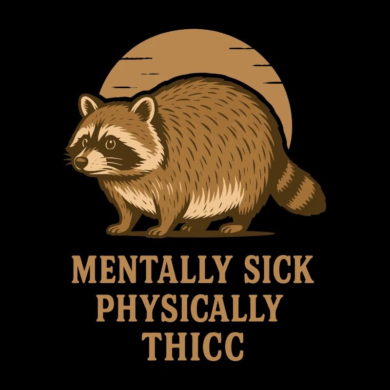 Psychisch krank Körperlich Thicc Waschbär Humor Zitat