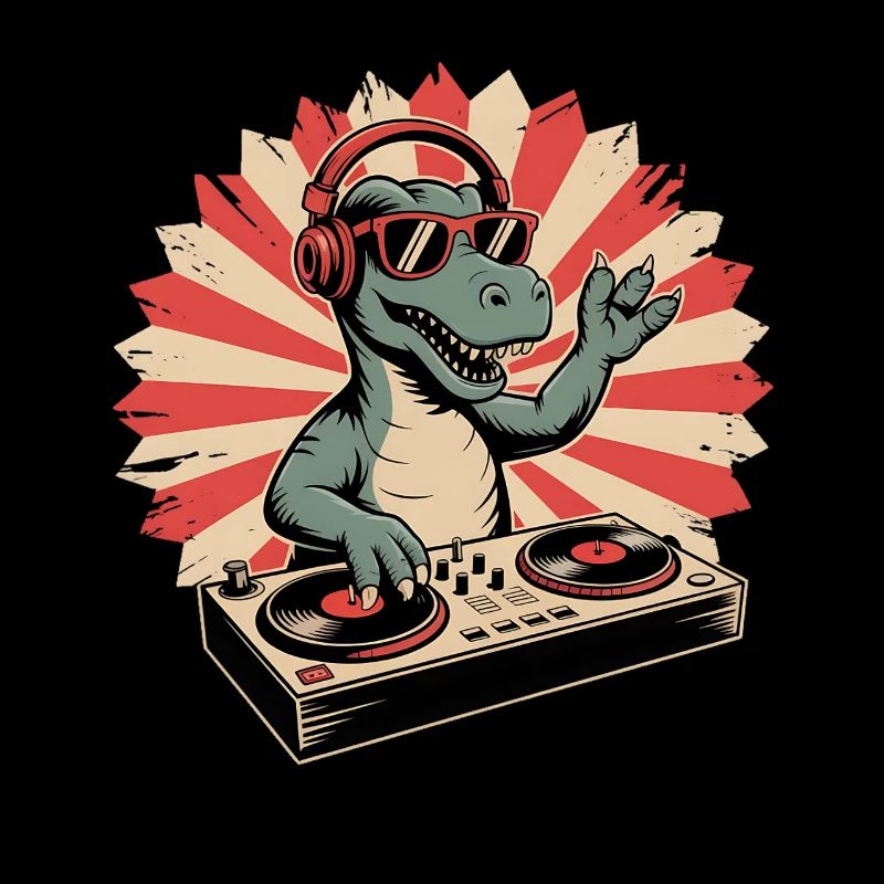 DJ alligator en rythme rétro