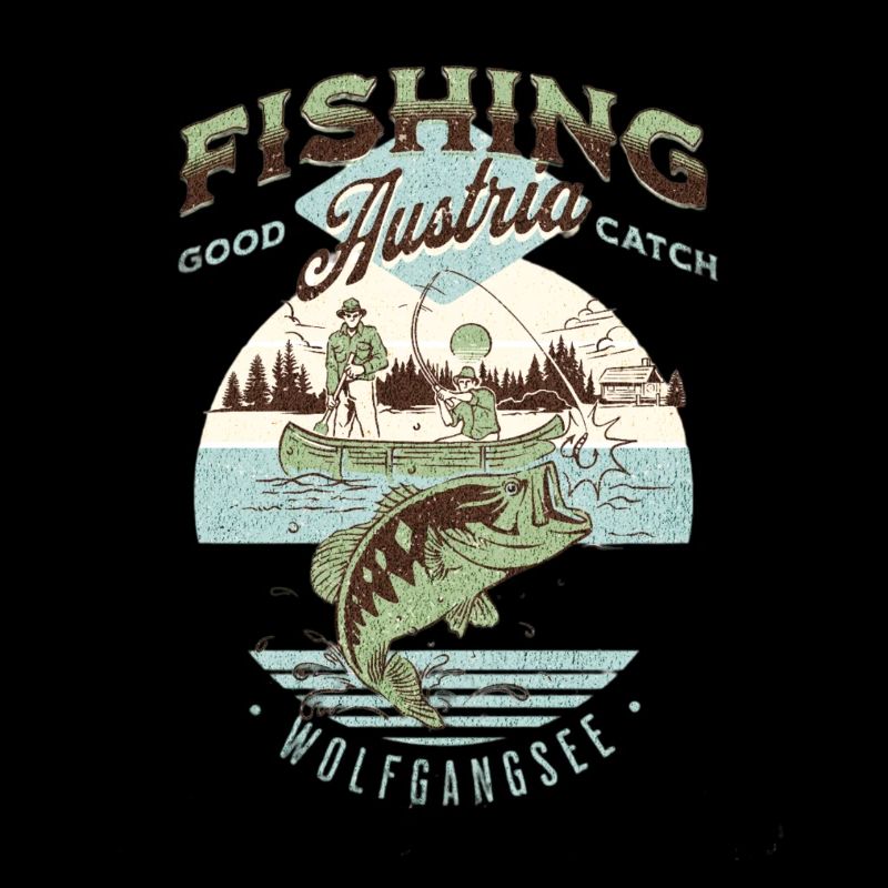 Fishing Wolfgangsee Retro Design