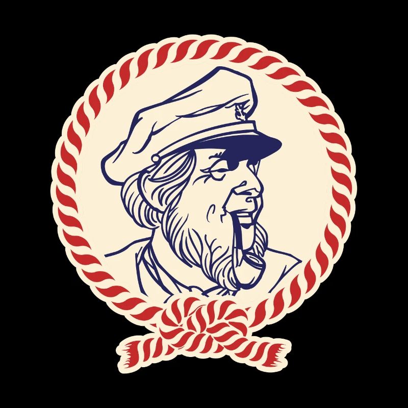 Nautic Design Captain Sailor Portrait Rope Border