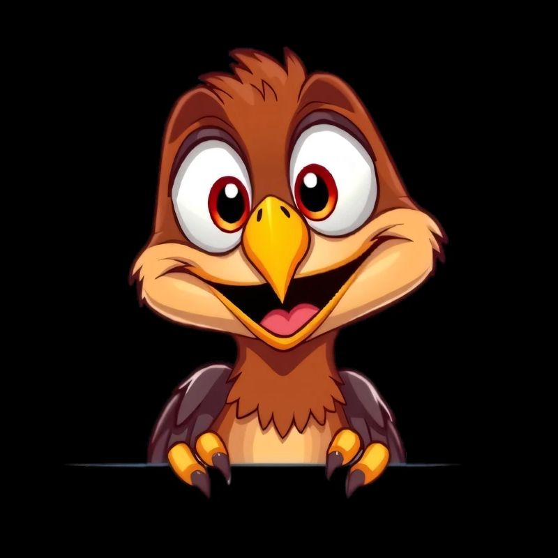 Joyeux oiseau mascotte dessin animé