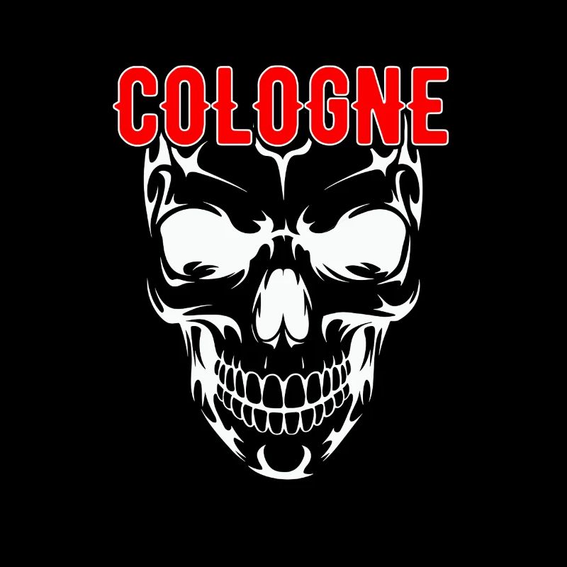 Crâne de Cologne avec inscription COLOGNE rouge