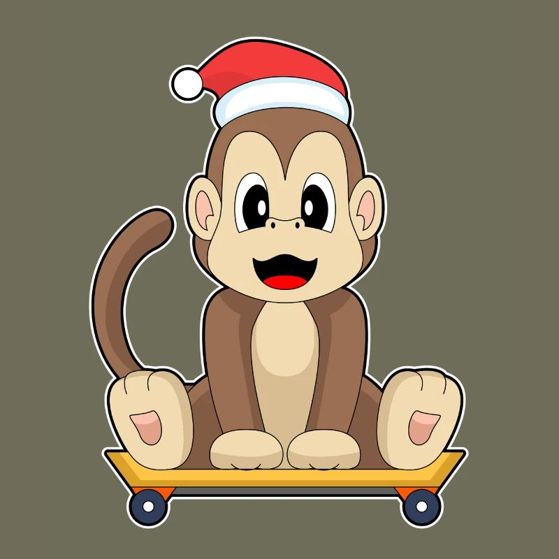 Affe Weihnachten Skateboard