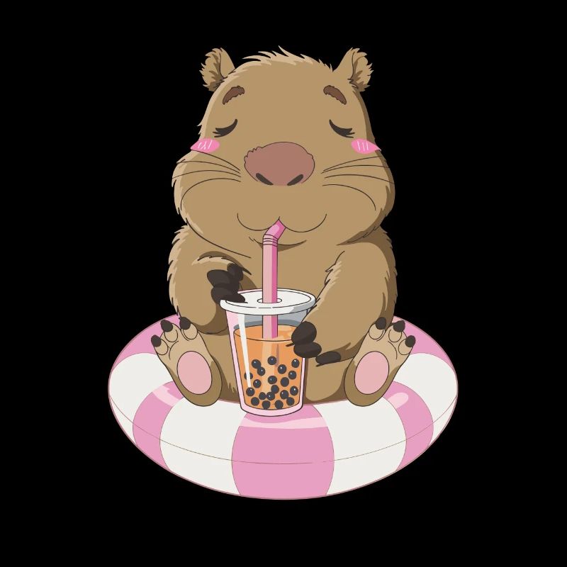 Entspanntes Wombat Mit Bubble Tea Illustration