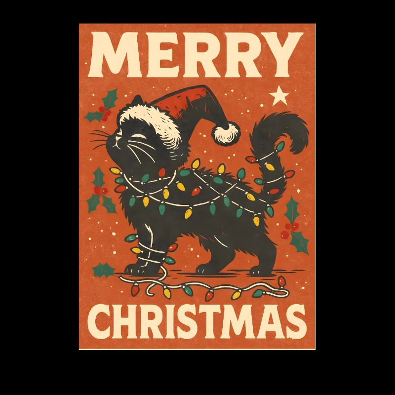 Joyeux Noël chat avec des lumières