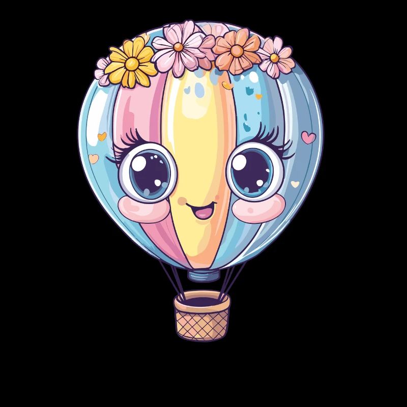 Pastellballon mit Blumenkranz