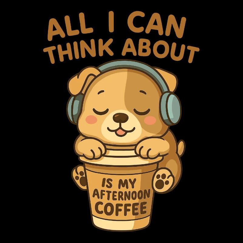 Le chien mignon adore le café de l’après-midi