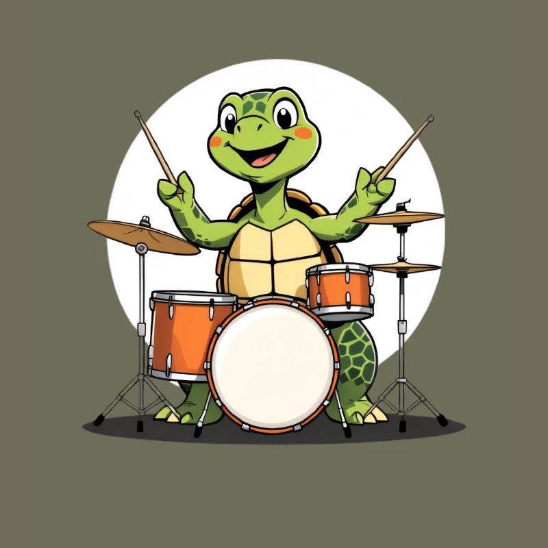 Turtle on the drum set
