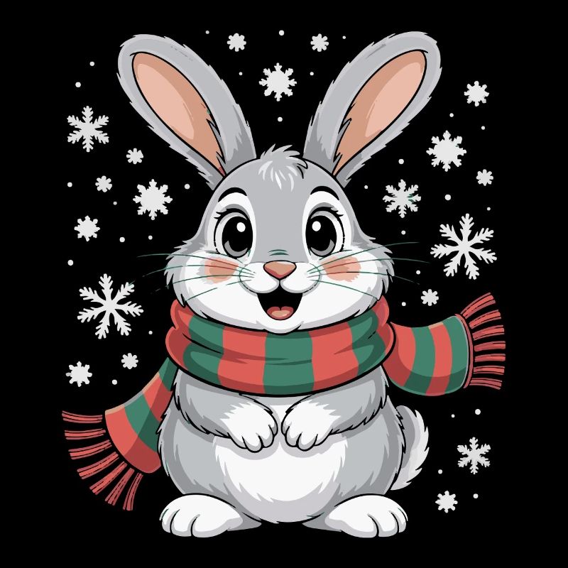 Lapin d’hiver avec écharpe