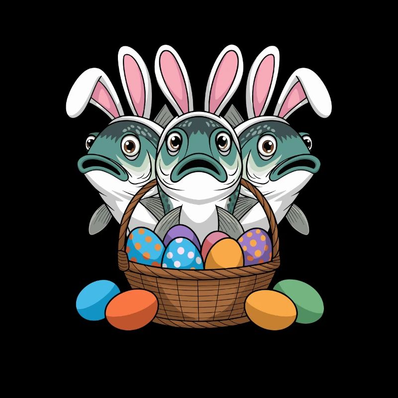 Poisson de Pâques drôle avec des oreilles de lapin et coloré