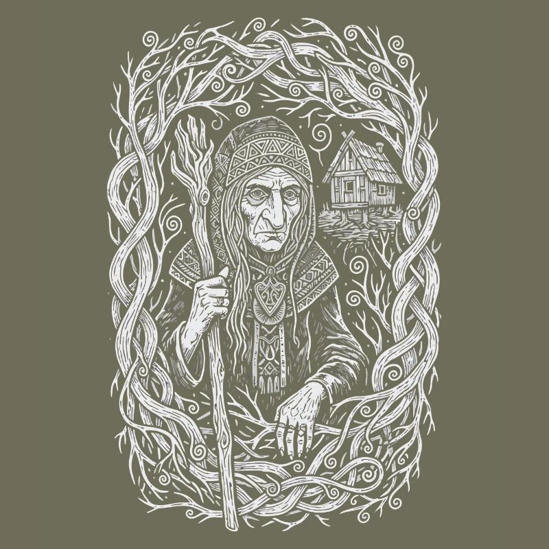Art populaire de la forêt slave de Baba Yaga