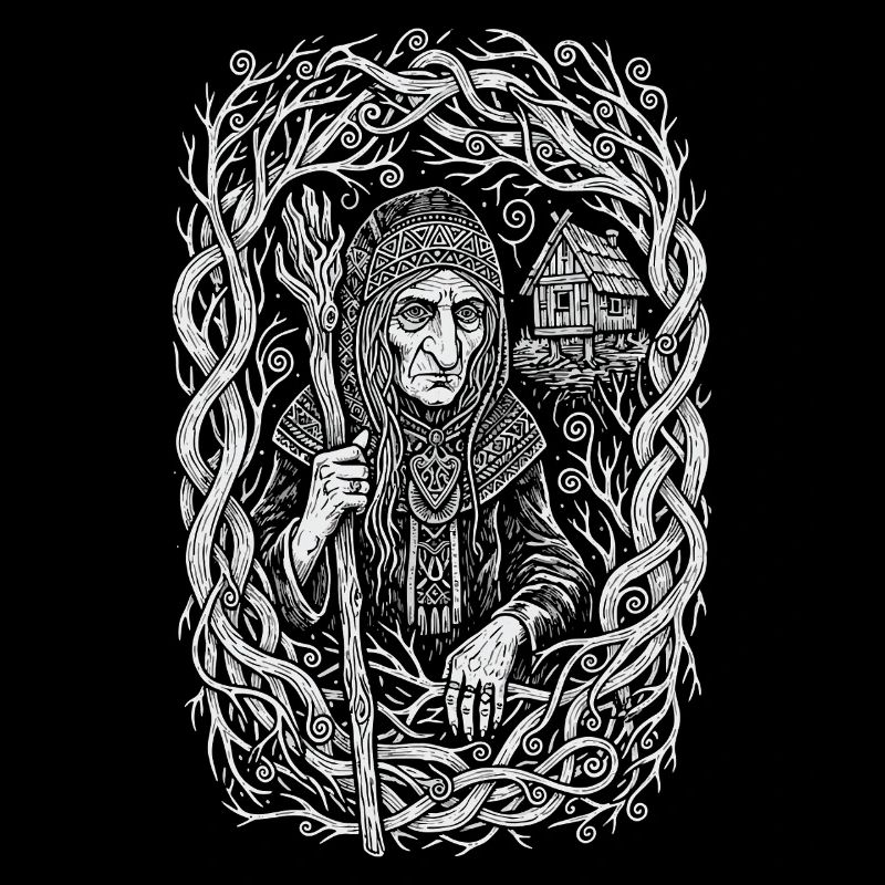 Baba Yaga Slavic Forest Witch Folk Art