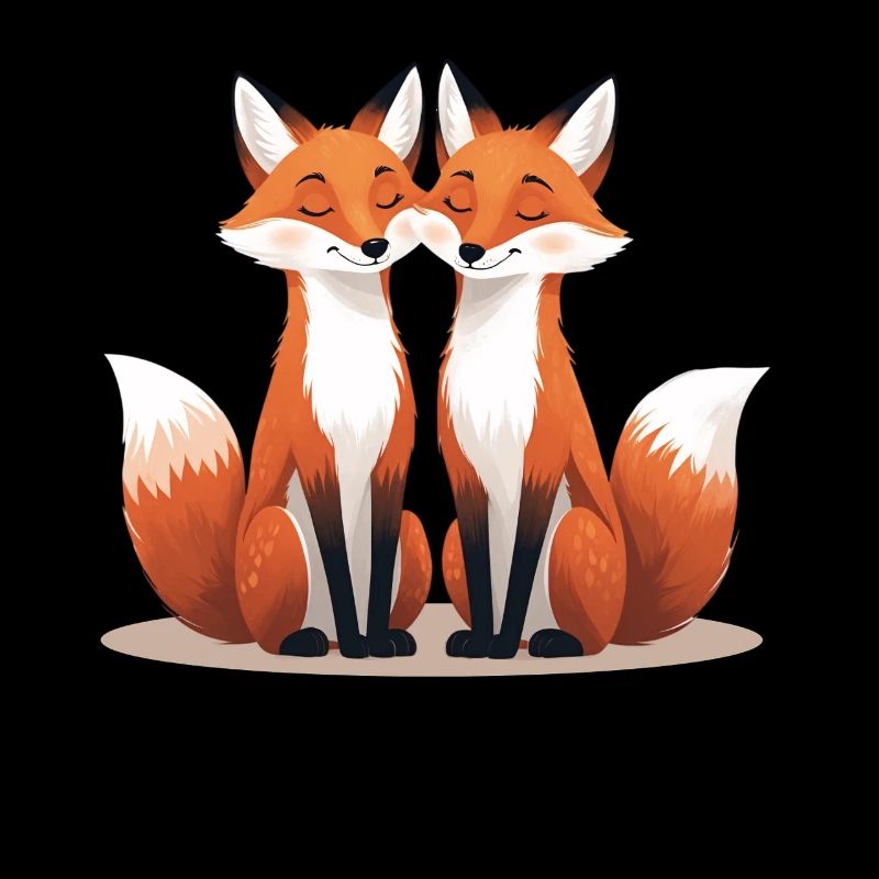 Two cuddling foxes