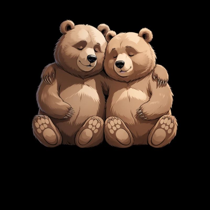 Two cuddly bears hug