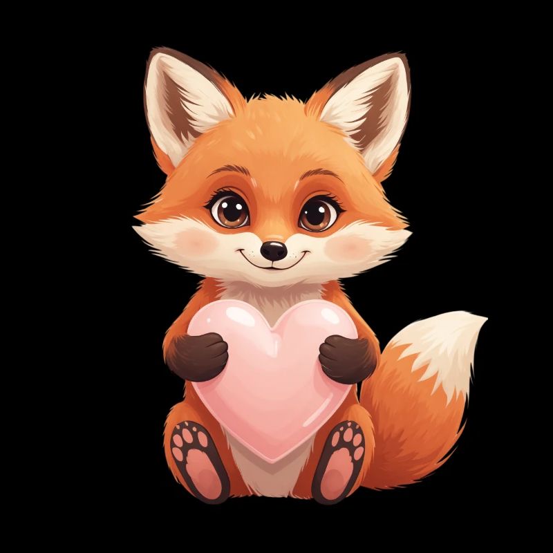 Cute fox with heart