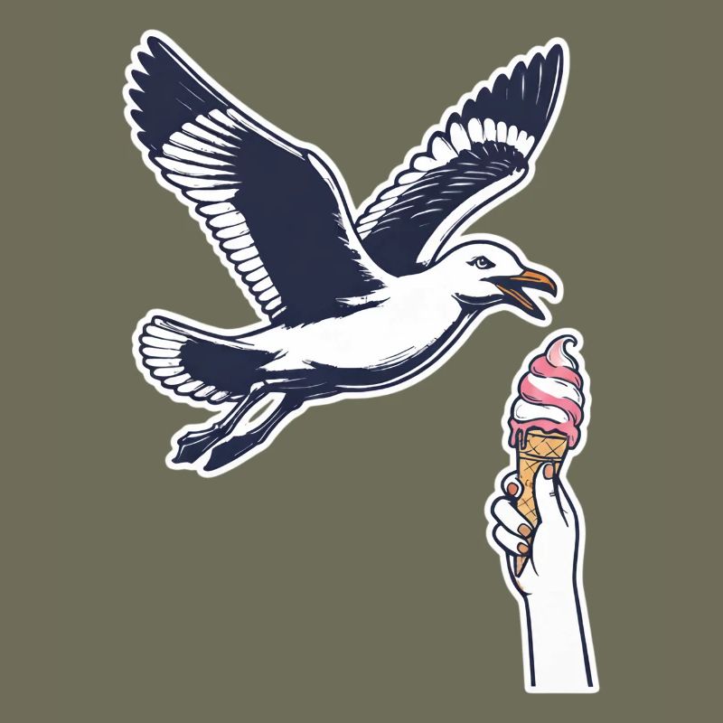 Lustige Möwe Stiehlt Eiscreme