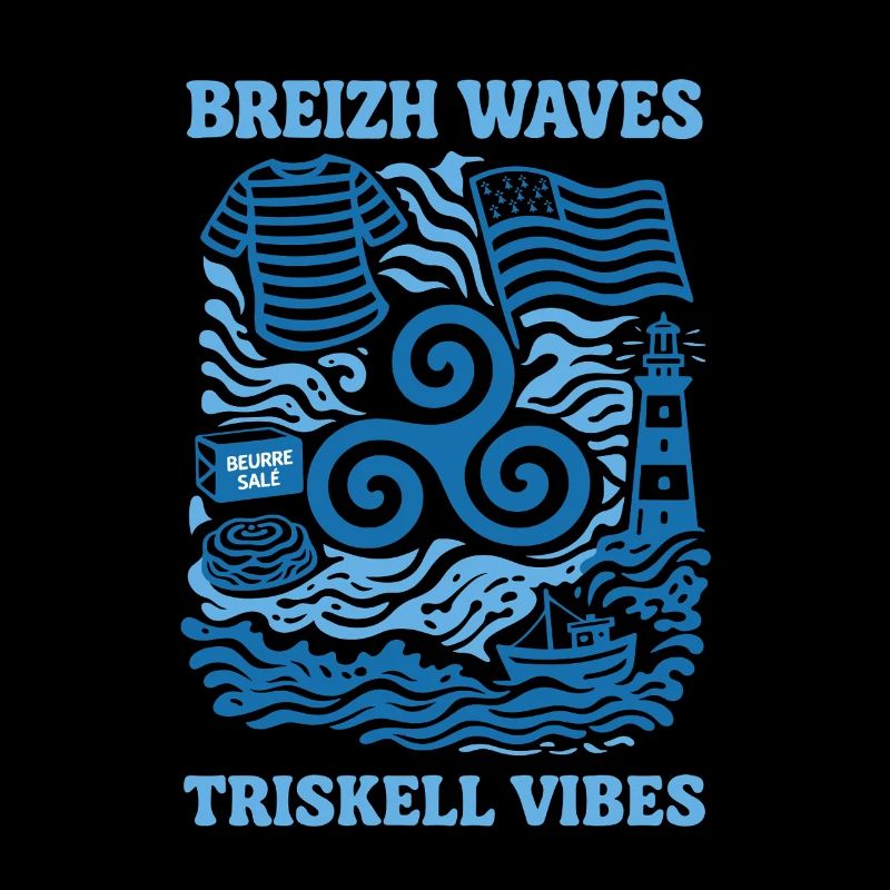 Bretagne Triskell Vagues Design Breton Marin
