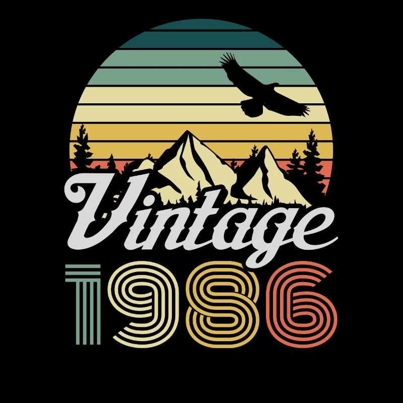 Vintage 1986 Mountain Landscape
