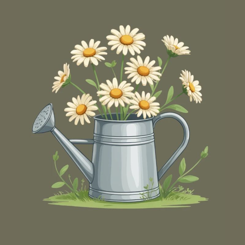 Daisies in the watering can
