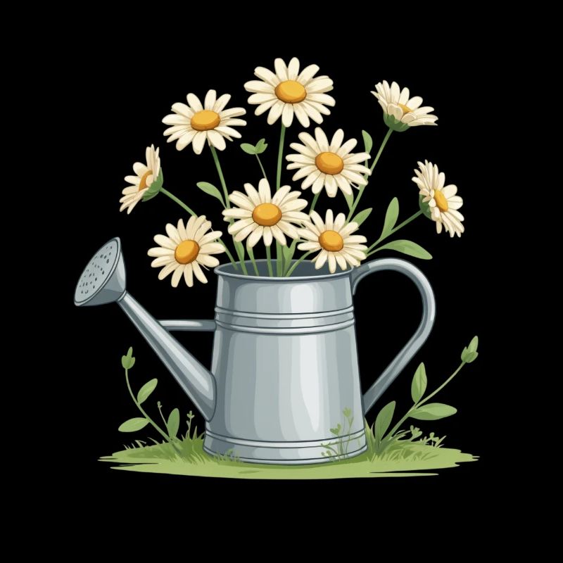 Des marguerites dans l’arrosoir
