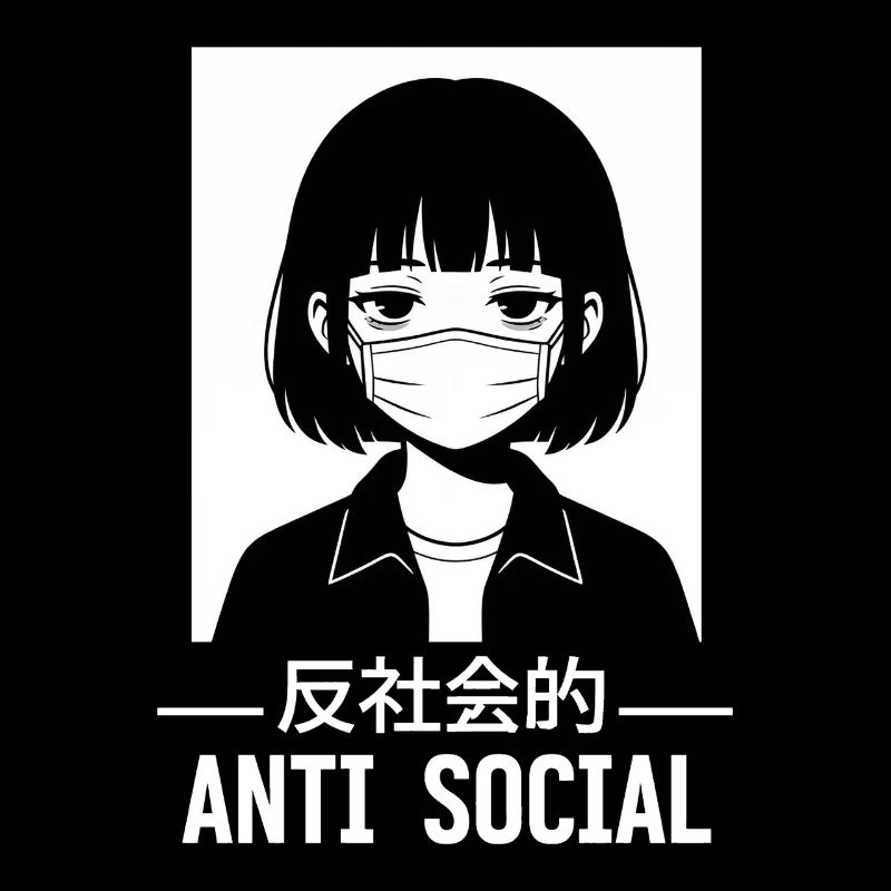 Antisoziales Japanisches Vaporwave Anime Mädchen