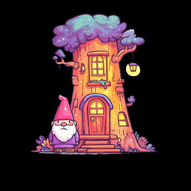Funny Treehouse Gnome with Lantern