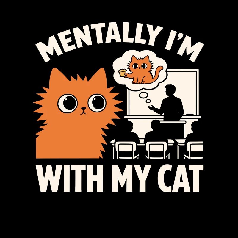 Mentalement, je suis avec mon chat drôle d’humeur de professeur