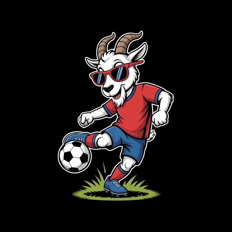 Coole Fußball Ziege mit Sonnenbrille