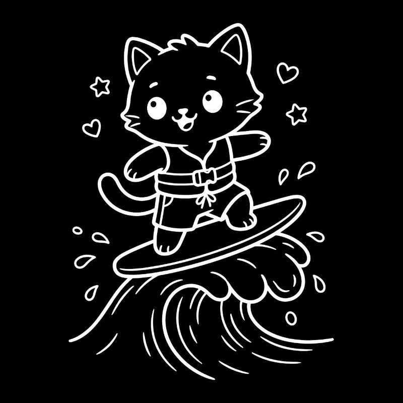Kawaii Katze Surfen
