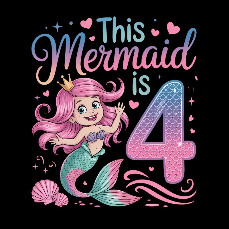 Mermaid 4th Birthday 4 Years