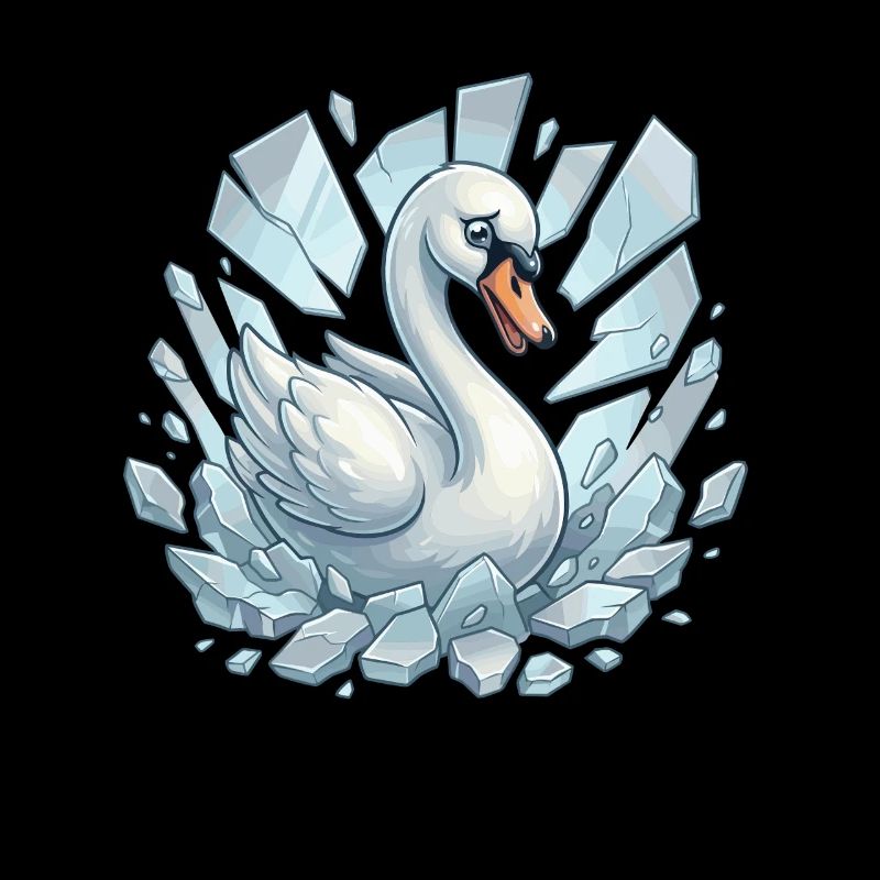 Schwan bricht durchs Eis