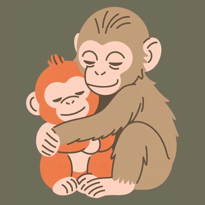 Duo de Singes Câlins