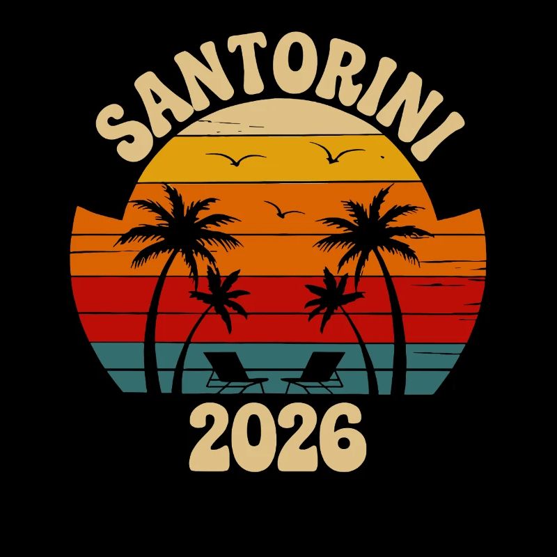 Santorini Sunset 2026 Retro