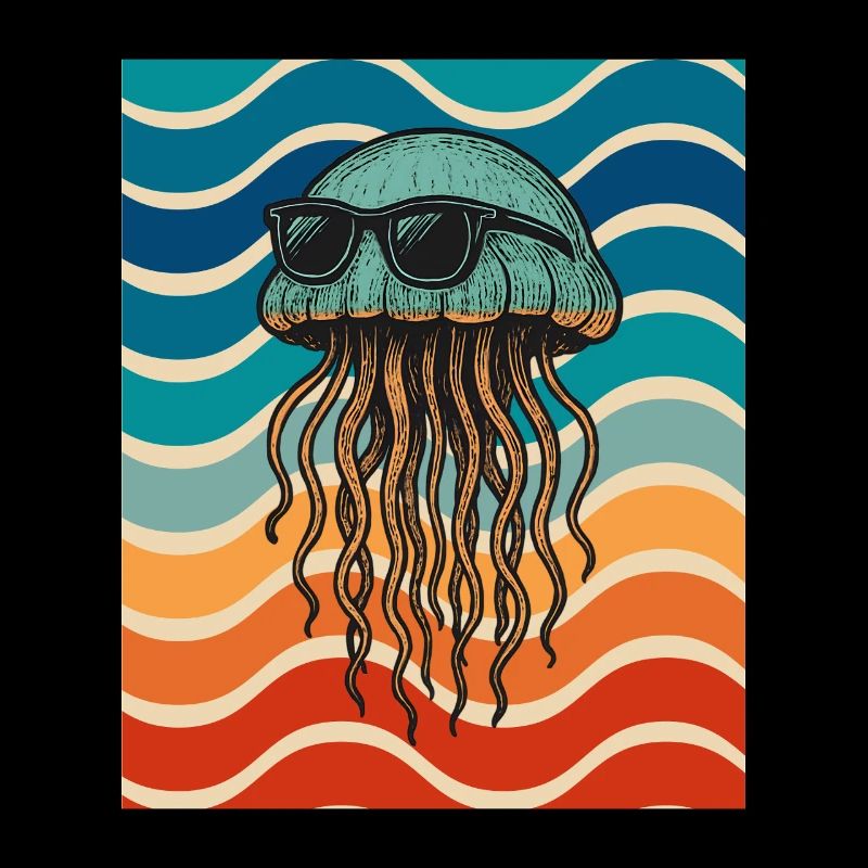 Méduses de plage avec des lunettes de soleil