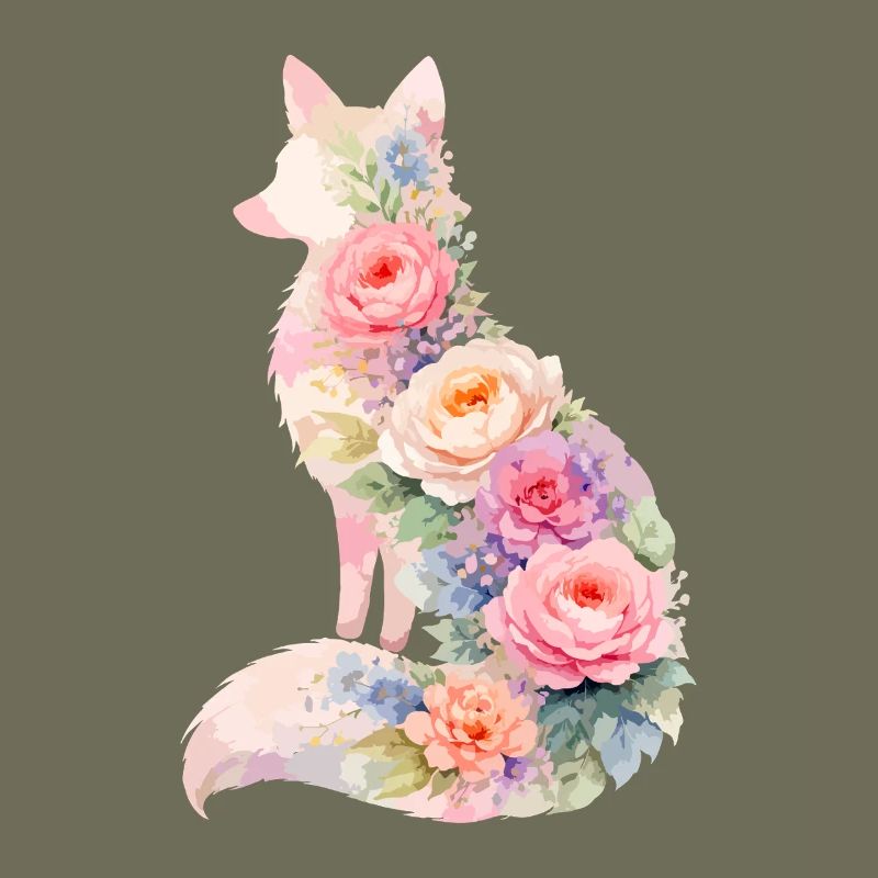 Silhouette florale pastel Fox