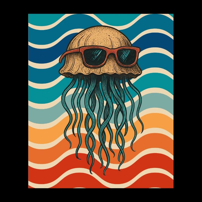Lunettes de soleil méduse au design rétro wave