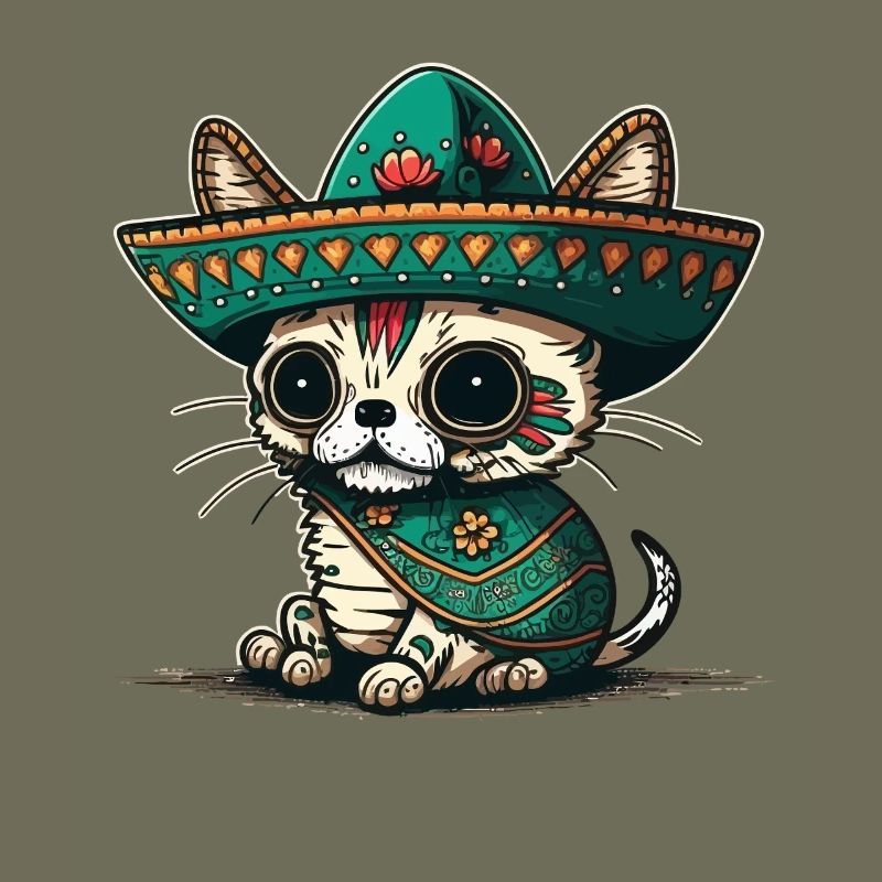 Cat Mexican Sugar Skull Sombrero