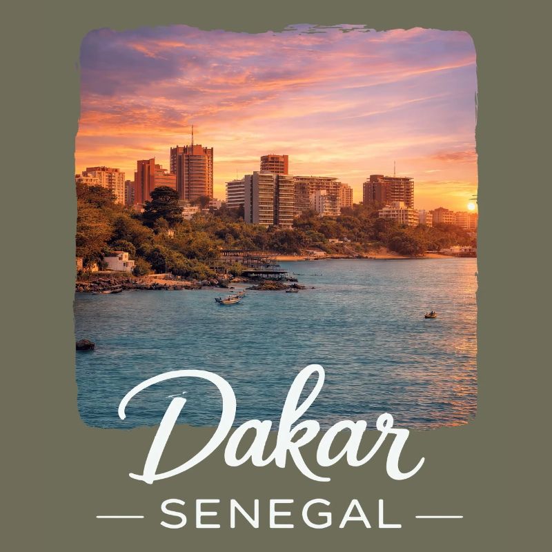 Ville côtière du Coucher du Soleil de Dakar
