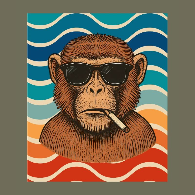 Chimpanzé des vagues avec lunettes de soleil