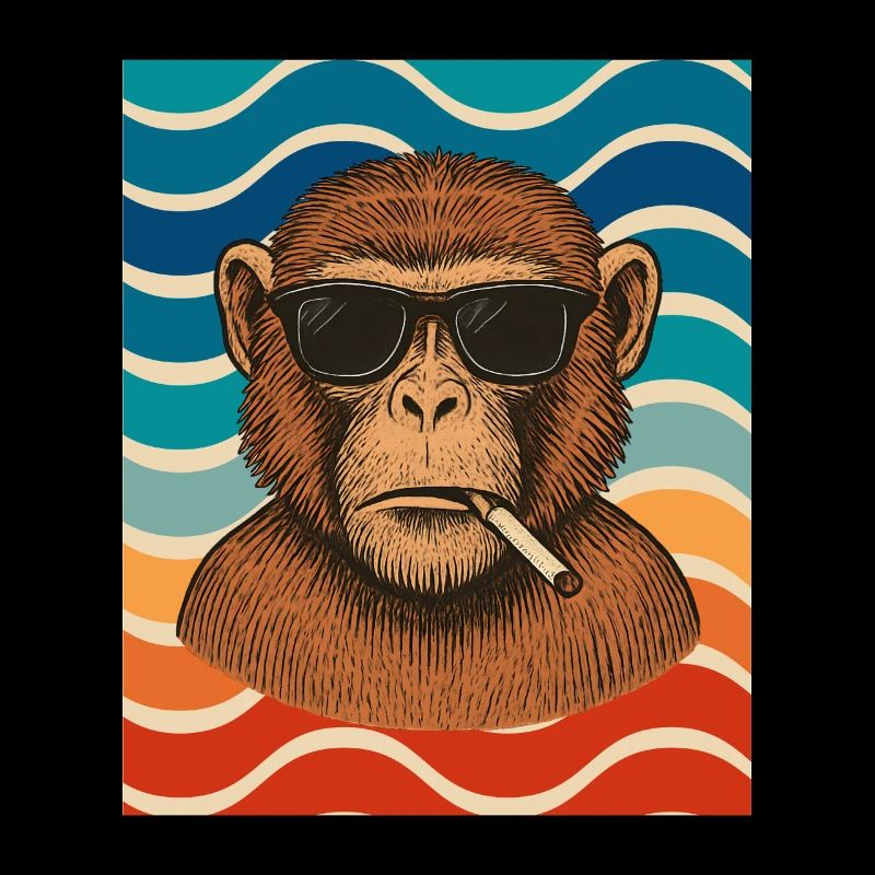 Wellen-Chimp mit Sonnenbrille